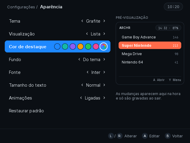 Settings › Appearance