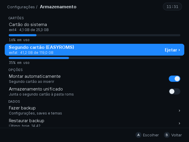 Settings › Storage